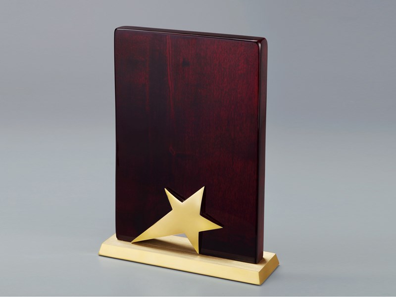 Rectangular with gold star and base