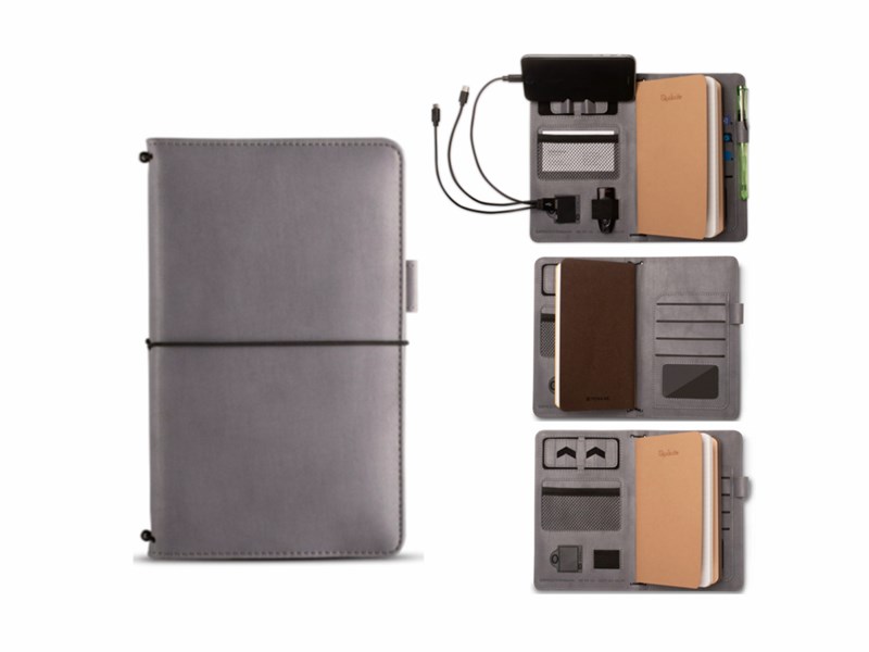 QuikriteChrG-Two tone Brushed Twill Grey QuikriteJournal With inbuilt 4000 mAhPowerbank