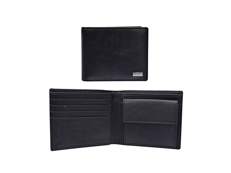 Cross AC248072B-1 CROSS INSIGNIA WALLET BI-FOLD COIN WALLET BLACK