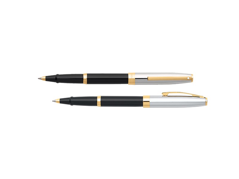 Sheaffer Black barrel and chrome cap featuring gold tone trim RB