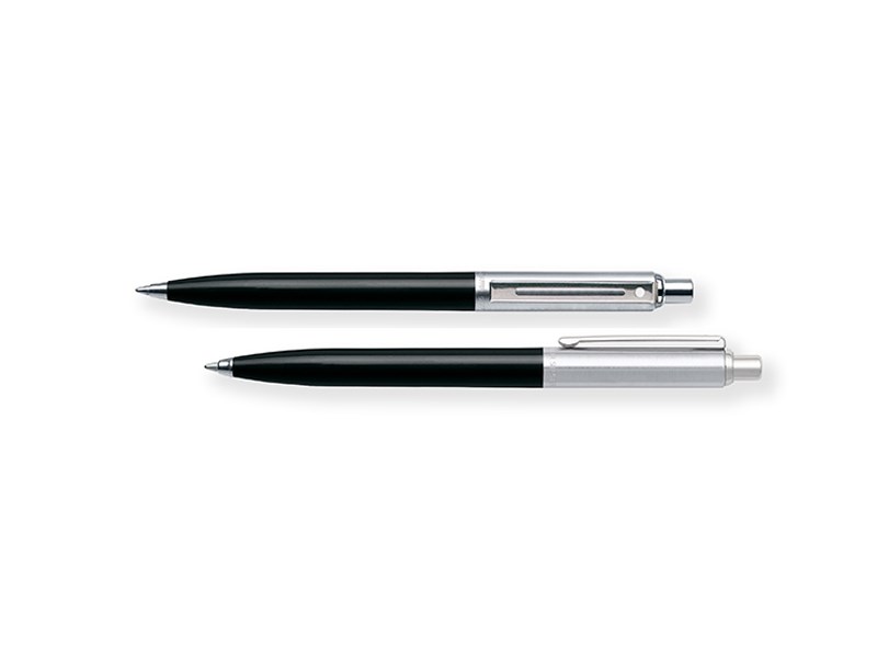 Sheaffer Black barrel, brushed chrome cap featuring nickel plate trim