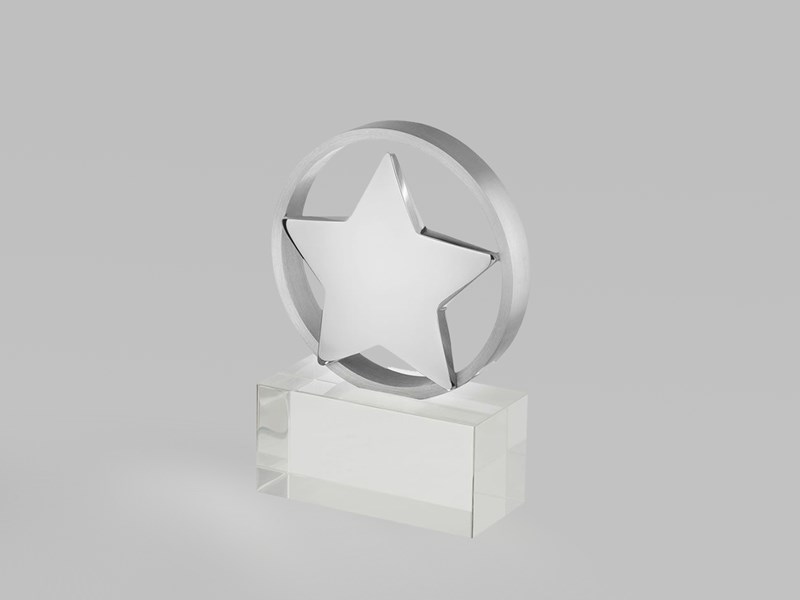 Silver Star on crystal base